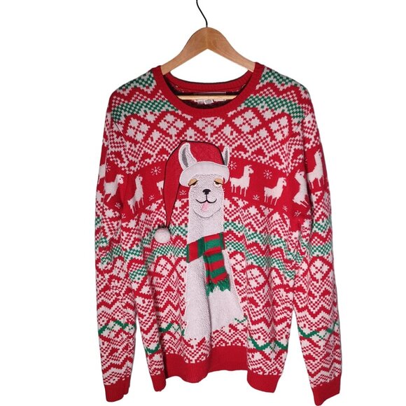 Womens Knit Sweater Size X Large Ugly Christmas Sweater LLama Holiday Festive - Picture 1 of 8